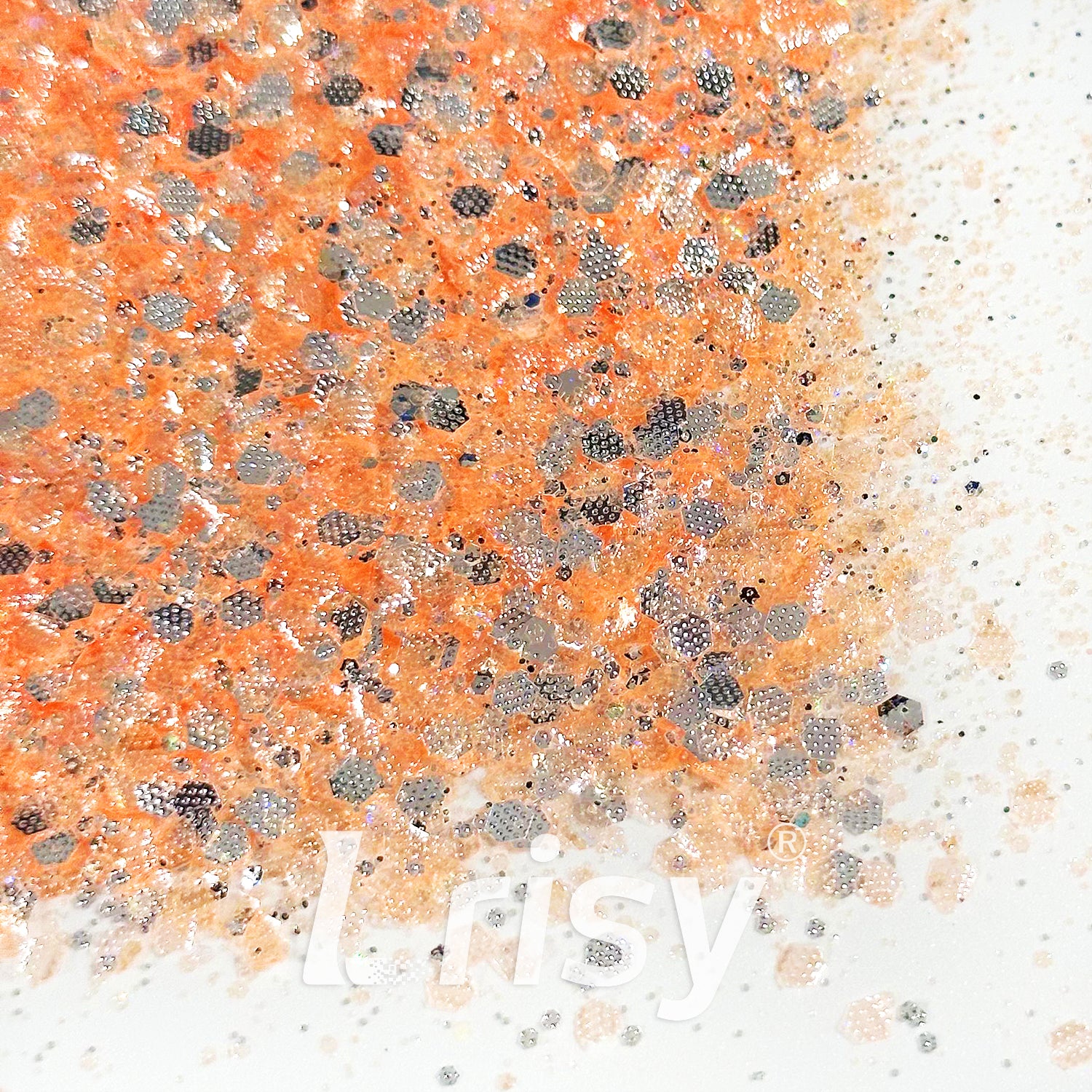 General Mixed Embossing Orange Iridescent Hexagon Shape Glitter YT04
