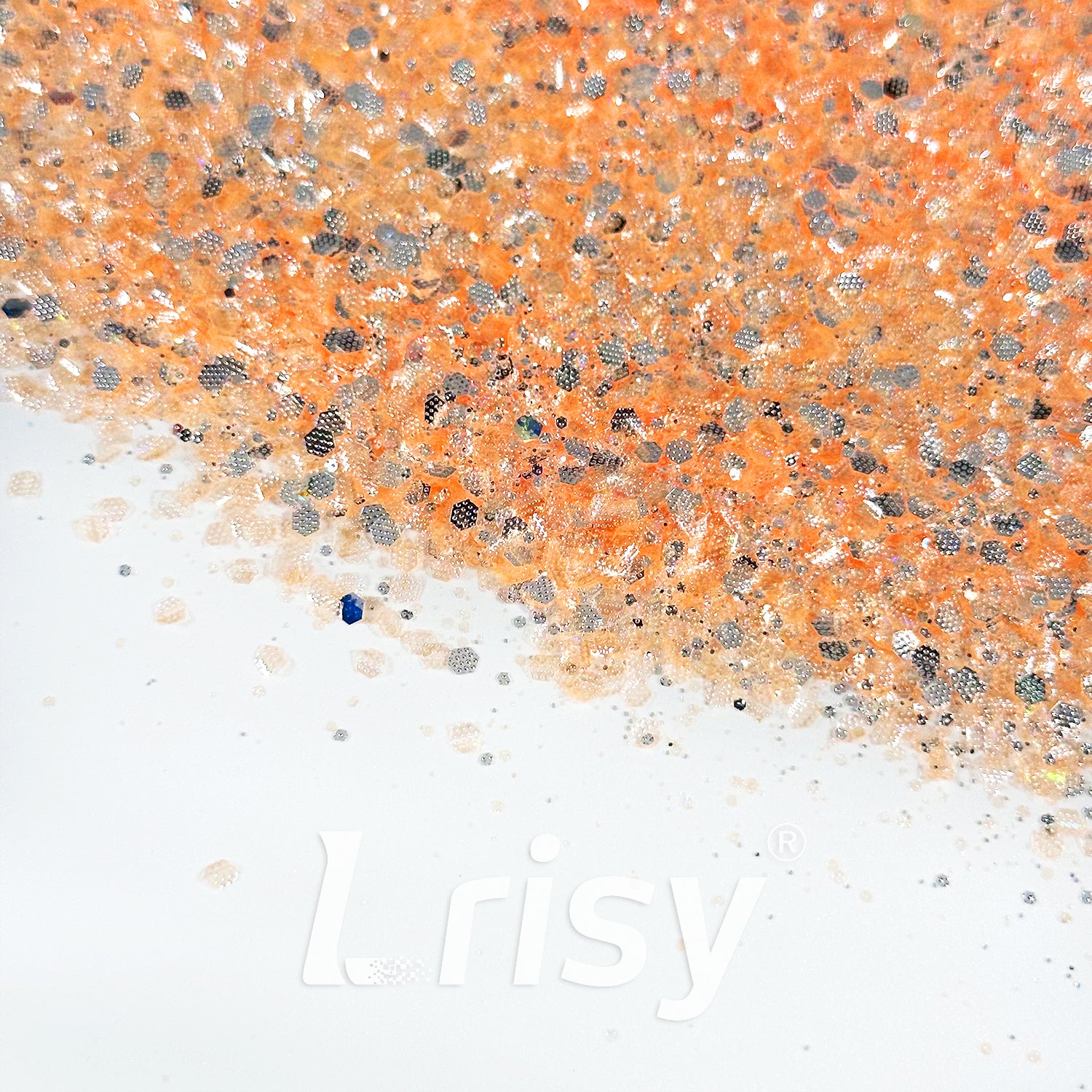 General Mixed Embossing Orange Iridescent Hexagon Shape Glitter YT04
