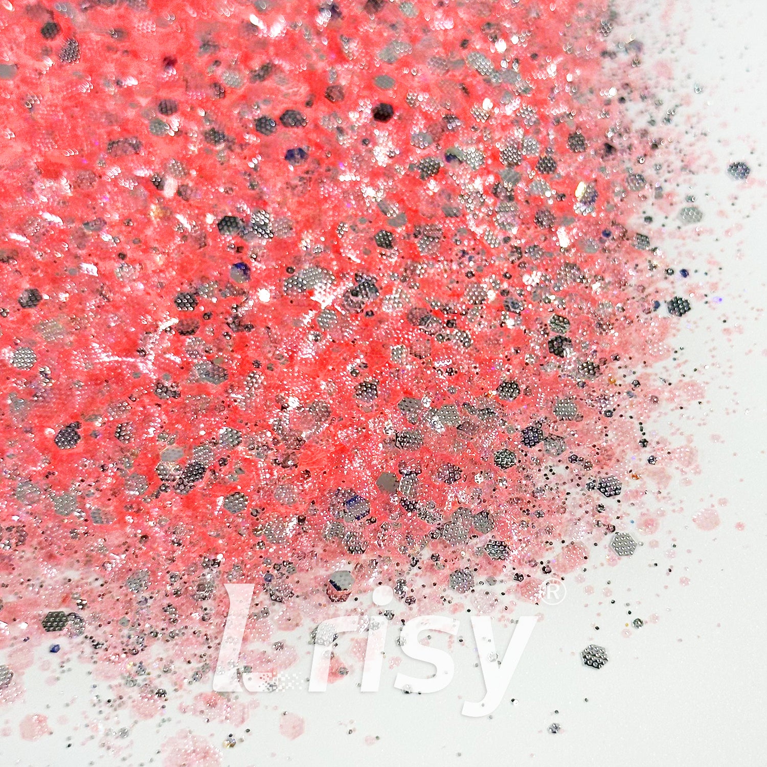 General Mixed Embossing Orange-pink Iridescent Hexagon Shape Glitter YT05