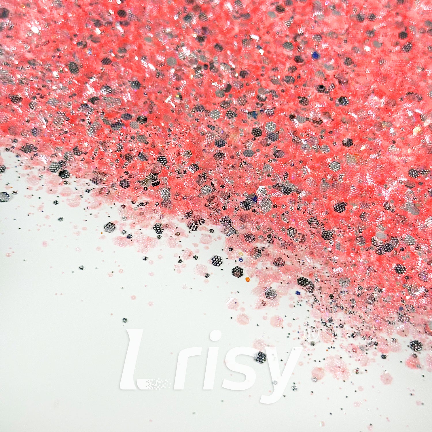 General Mixed Embossing Orange-pink Iridescent Hexagon Shape Glitter YT05