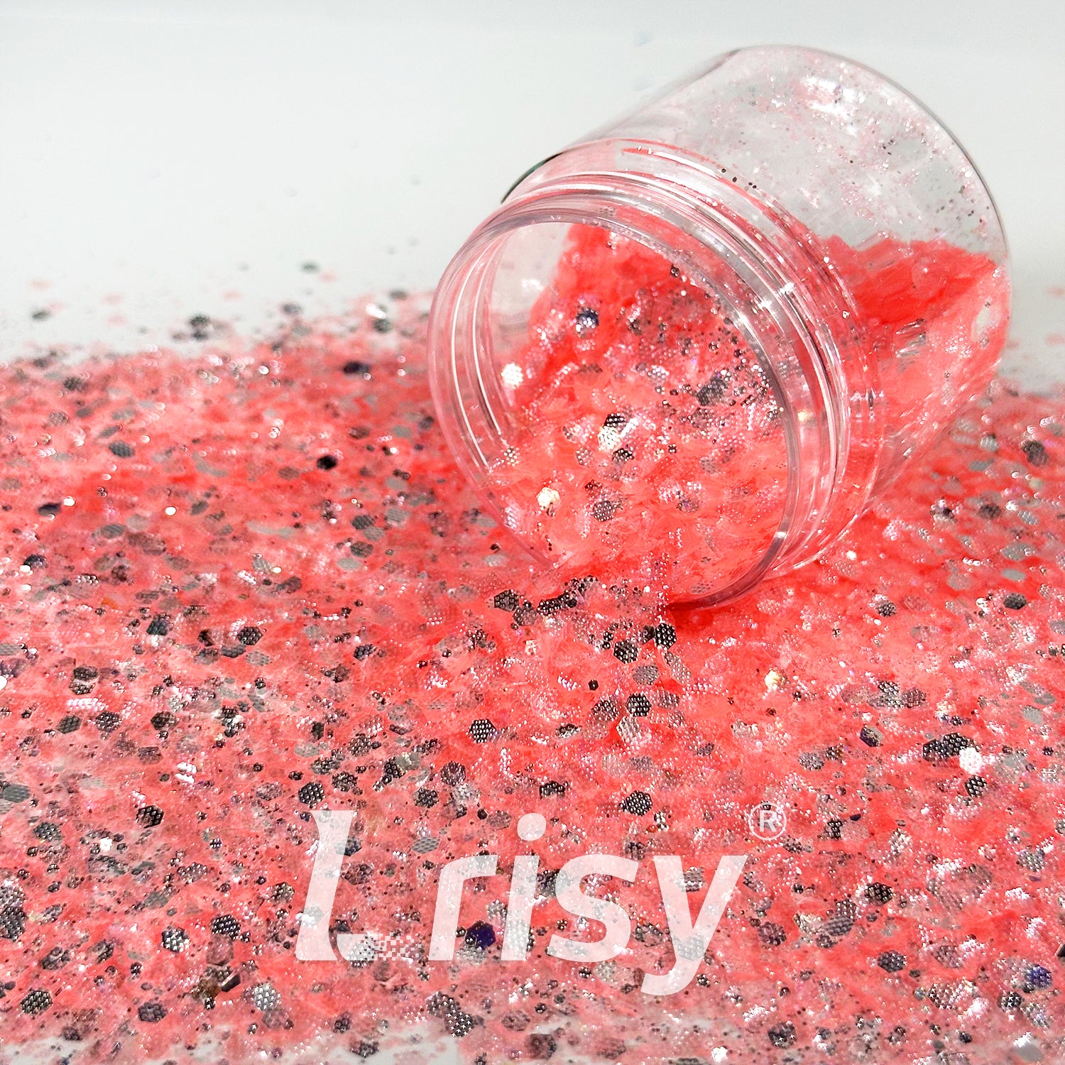 General Mixed Embossing Orange-pink Iridescent Hexagon Shape Glitter YT05