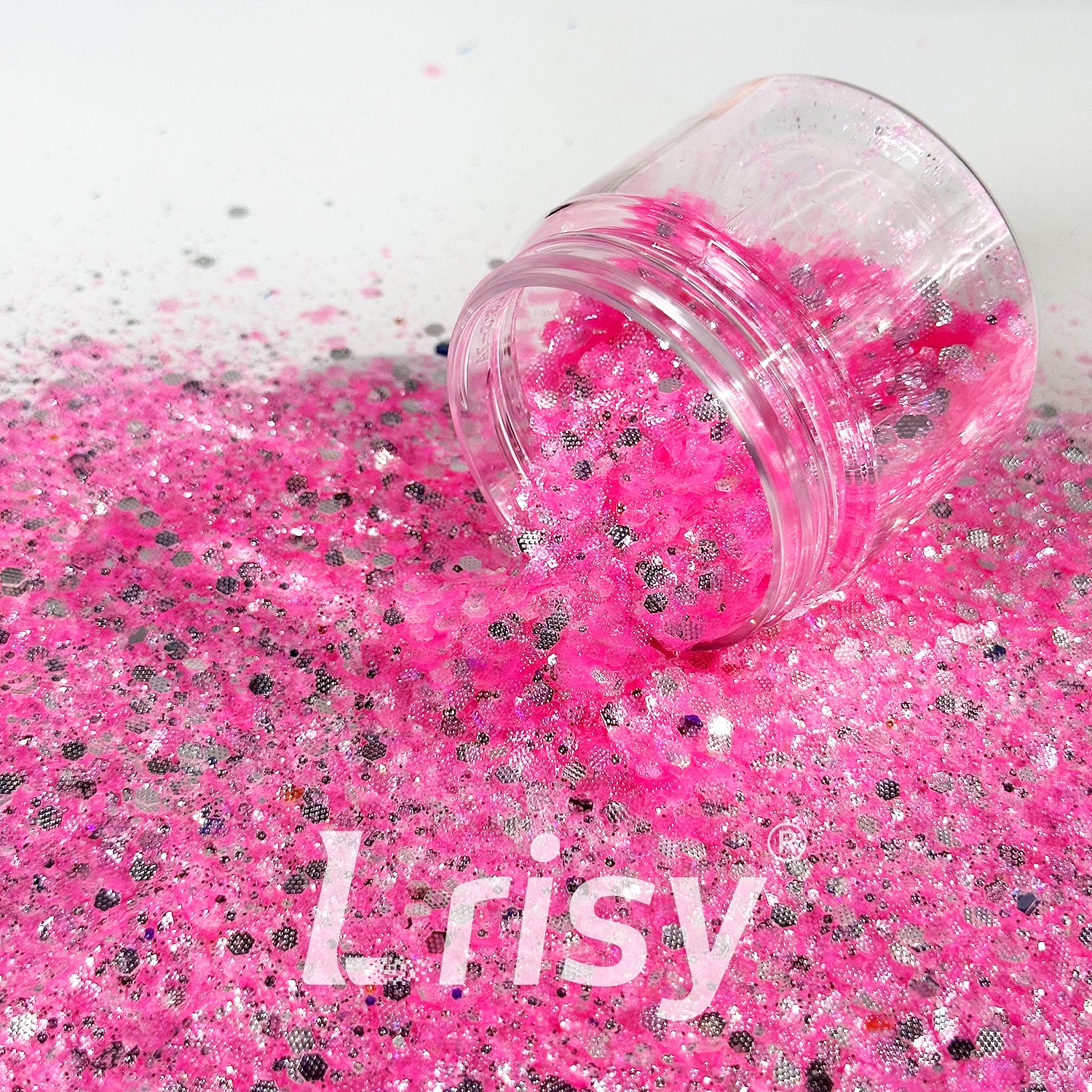 General Mixed Embossing Barbie Rose Pink Iridescent Hexagon Shape Glitter YT07