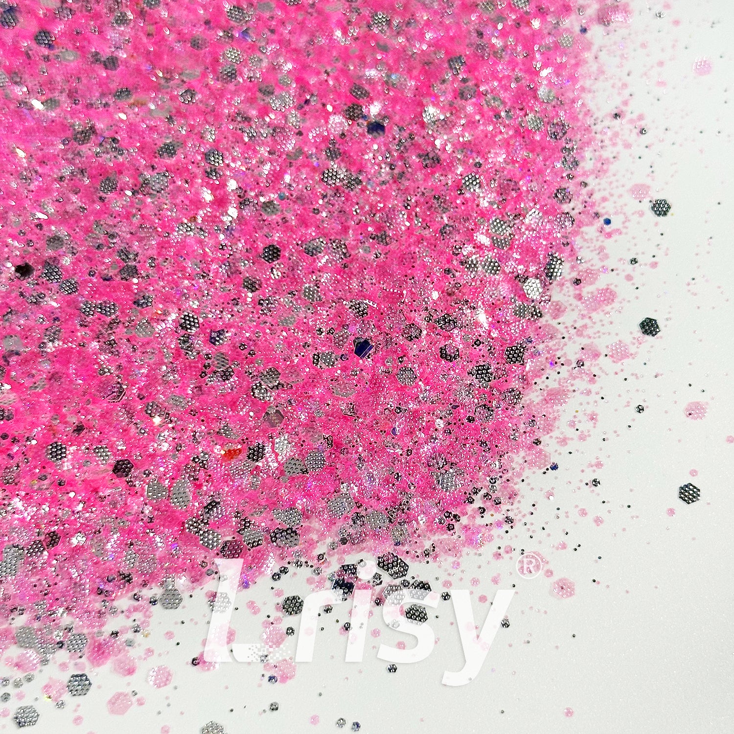 General Mixed Embossing Barbie Rose Pink Iridescent Hexagon Shape Glitter YT07