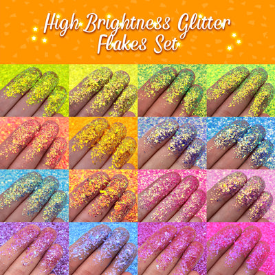 Lrisy High Brightness 2X2 Glitter Shards (Flakes) Set/Kits 16 Colors (Total 160g)