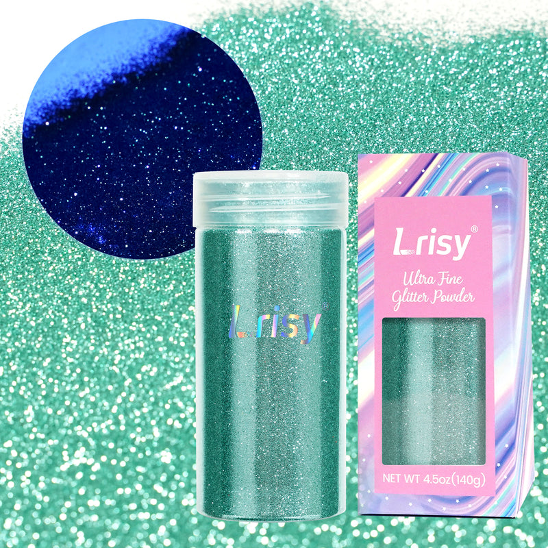 Lrisy Extra Fine Neon Punk Metallic Glitter Powder with Shaker Lid 140g/4.5oz(Punk Cadet Blue)