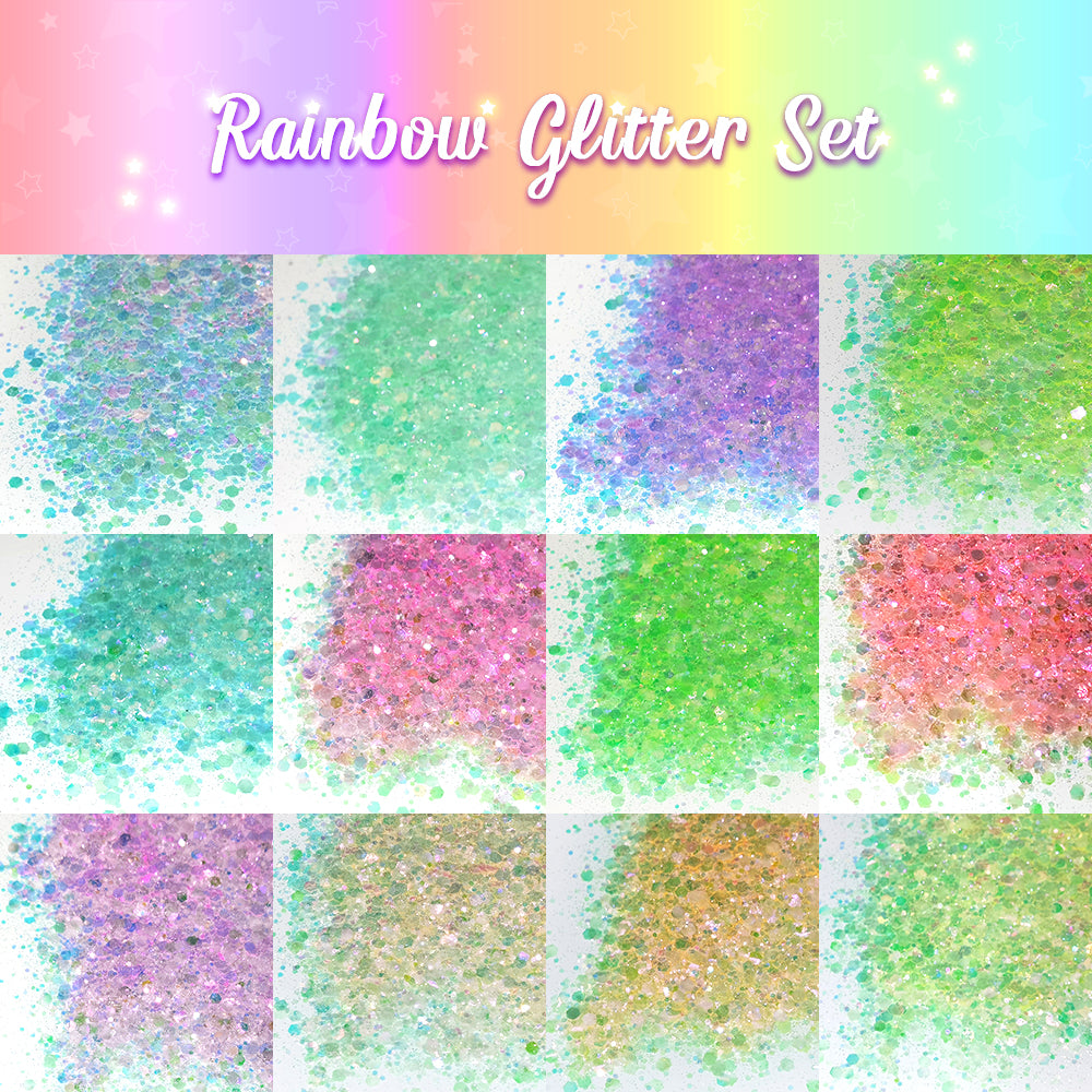 Lrisy Soft Rainbow Glitter Set/Kits 12 Colors (Total 120g)