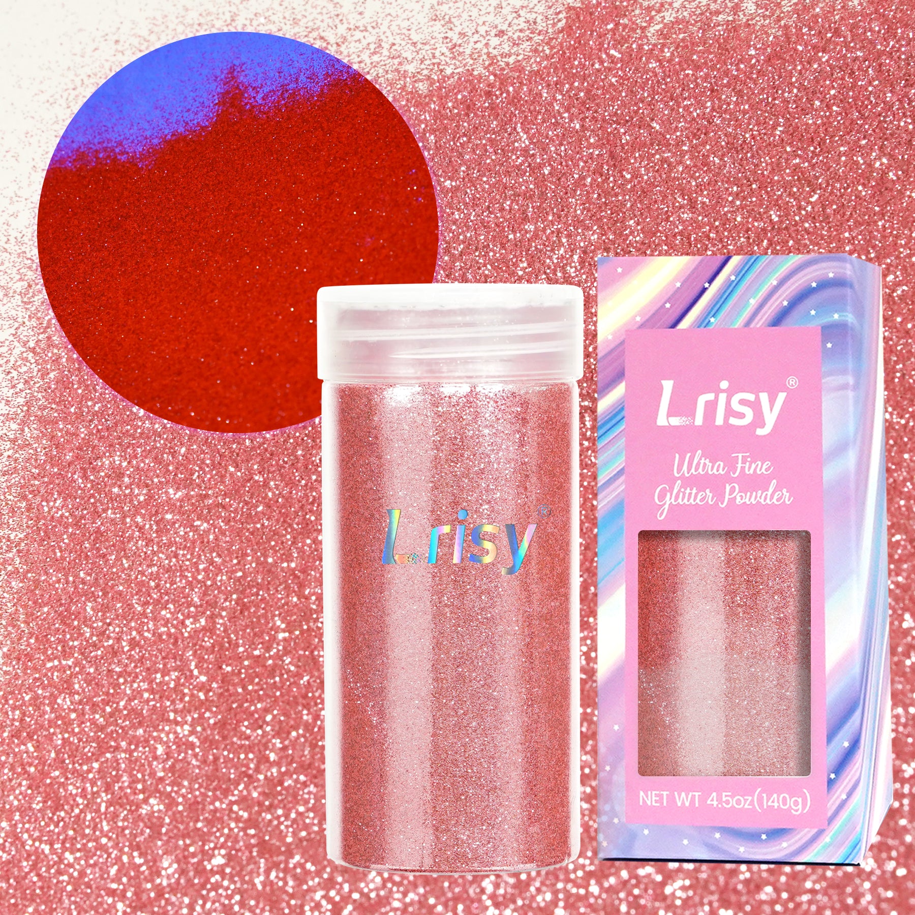 Lrisy Extra Fine Neon Punk Metallic Glitter Powder with Shaker Lid 140g/4.5oz(Punk Carnation Pink)