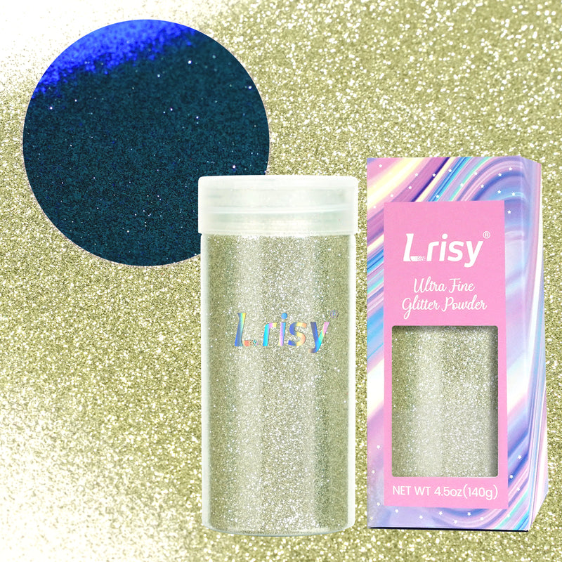 Lrisy Extra Fine Neon Punk Metallic Glitter Powder with Shaker Lid 140g/4.5oz (Punk Champagne Silver)