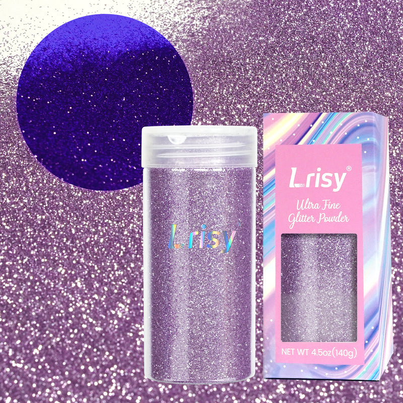 Lrisy Extra Fine Neon Punk Metallic Glitter Powder with Shaker Lid 140g/4.5oz(Punk Light Purple)
