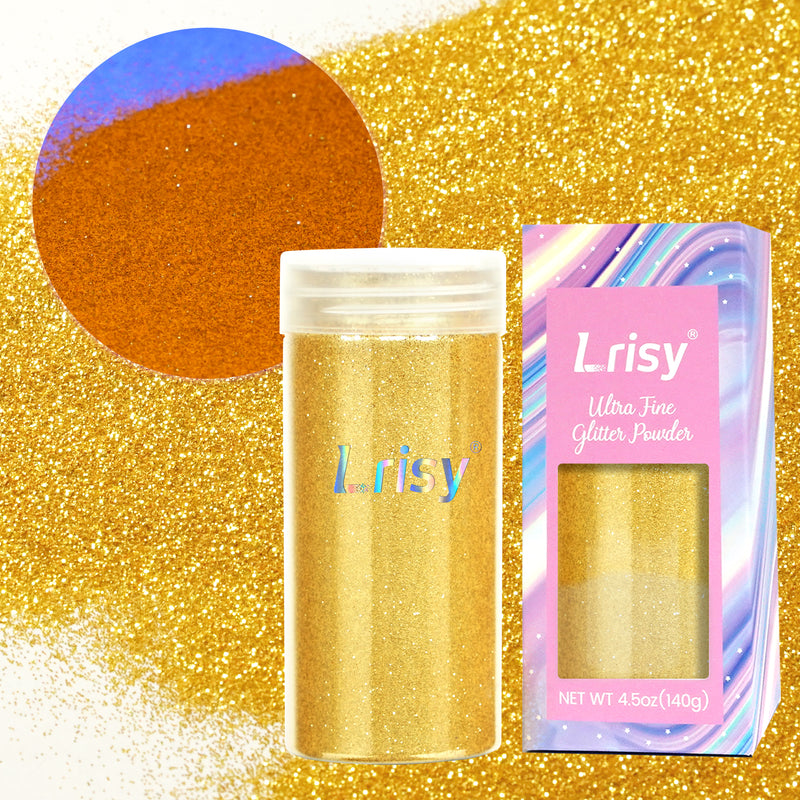 Lrisy Extra Fine Neon Punk Metallic Glitter Powder with Shaker Lid 140g/4.5oz(Punk Gold)