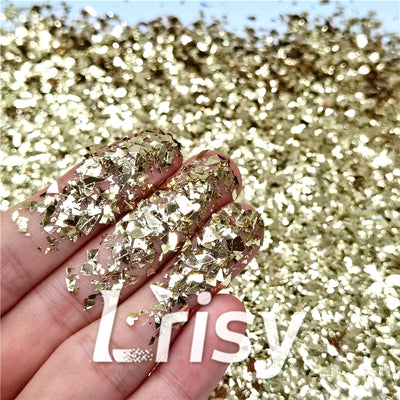 Champagne Gold Cellophane Glitter Flakes Shards B0212 4x4