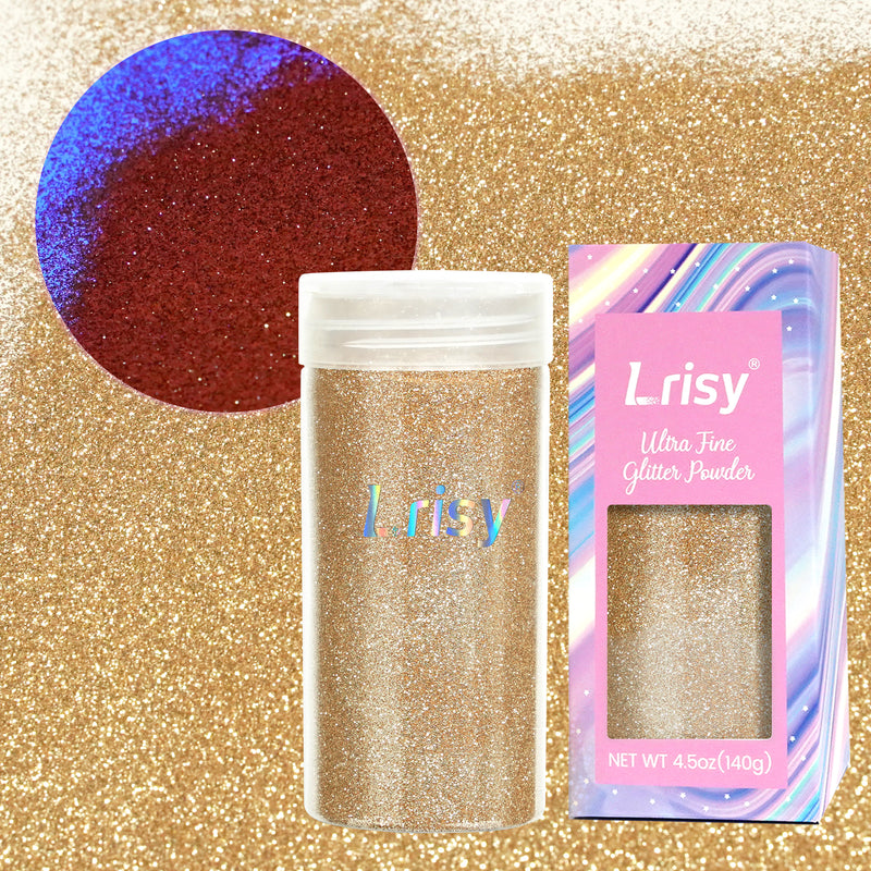 Lrisy Extra Fine Neon Punk Metallic Glitter Powder with Shaker Lid 140g/4.5oz (Punk Soft Gold)