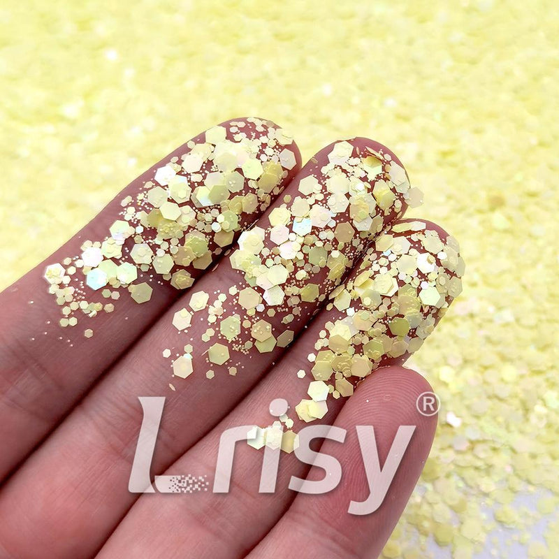 Macaron Color General Mixed Lemon Yellow Glitter FC-E8058