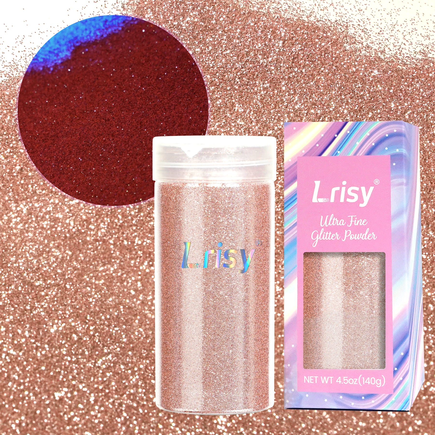 Lrisy Extra Fine Neon Punk Metallic Glitter Powder with Shaker Lid 140g/4.5oz (Punk Pearl Pink)