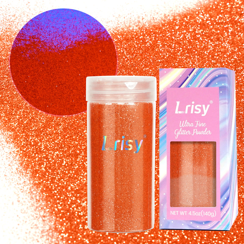 Lrisy Extra Fine Neon Punk Metallic Glitter Powder with Shaker Lid 140g/4.5oz(Punk Orange)