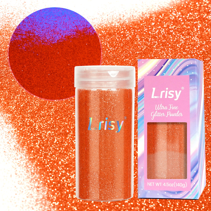 Lrisy Extra Fine Neon Punk Metallic Glitter Powder with Shaker Lid 140g/4.5oz(Punk Orange)