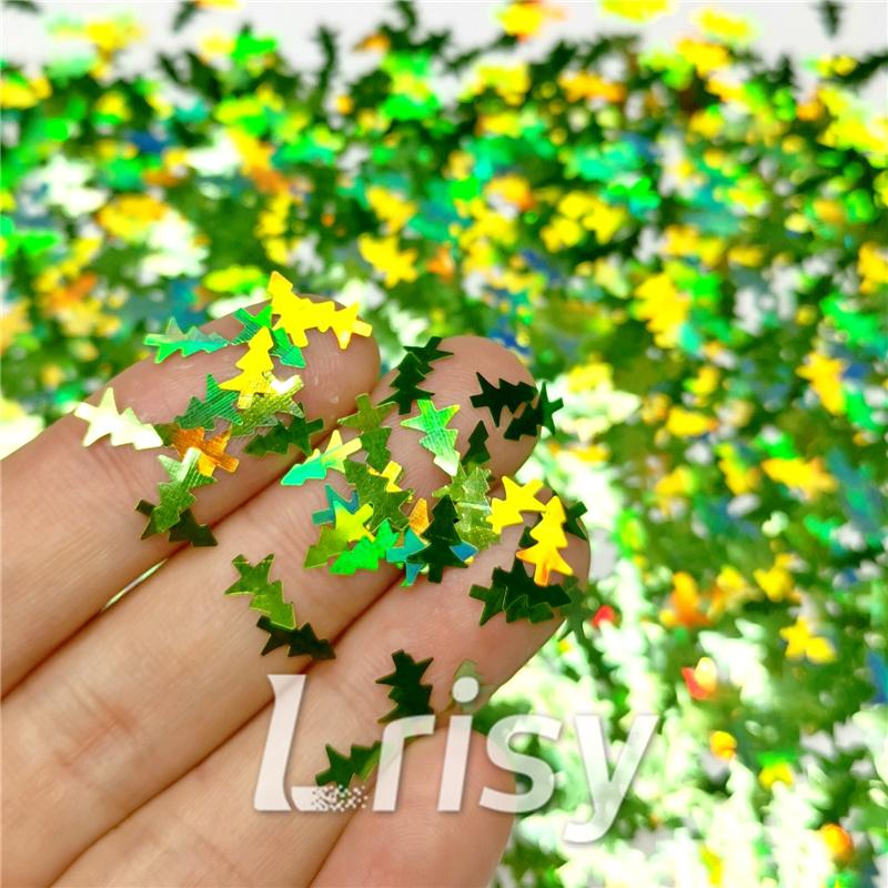 Christmas Tree Shaped Holographic Green Glitter LB601