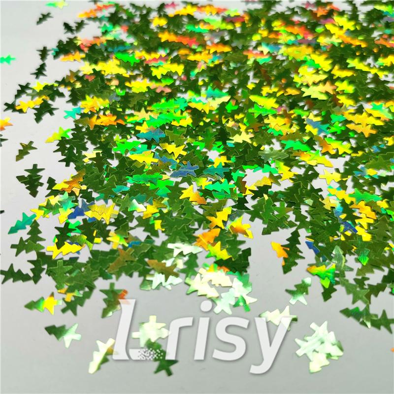 Christmas Tree Shaped Holographic Green Glitter LB601