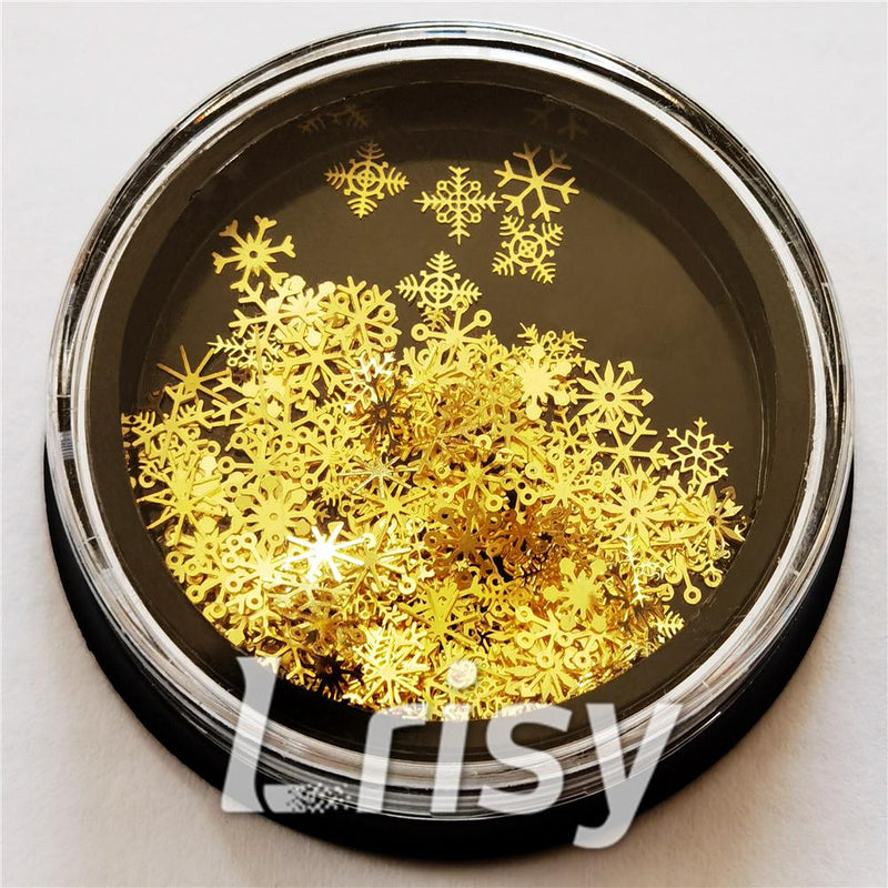 3mm Golden Mixed Snowflakes Shaped Metal Glitter MC201