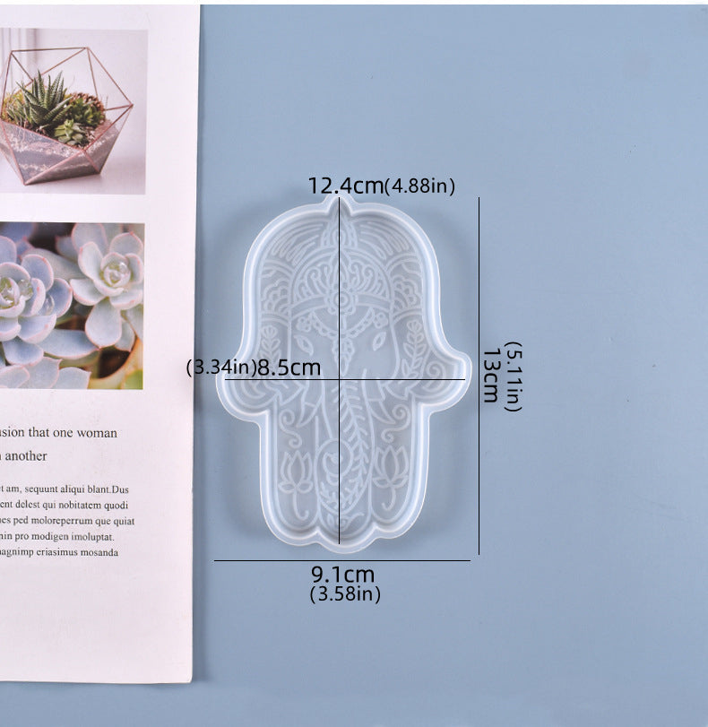 2 Pcs Hamsa Hand of Fatima Epoxy for DIY Craft Cup Mat Resin Molds