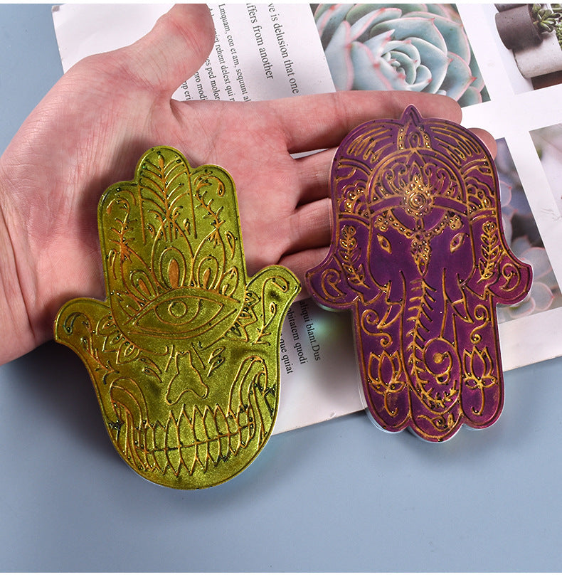 2 Pcs Hamsa Hand of Fatima Epoxy for DIY Craft Cup Mat Resin Molds