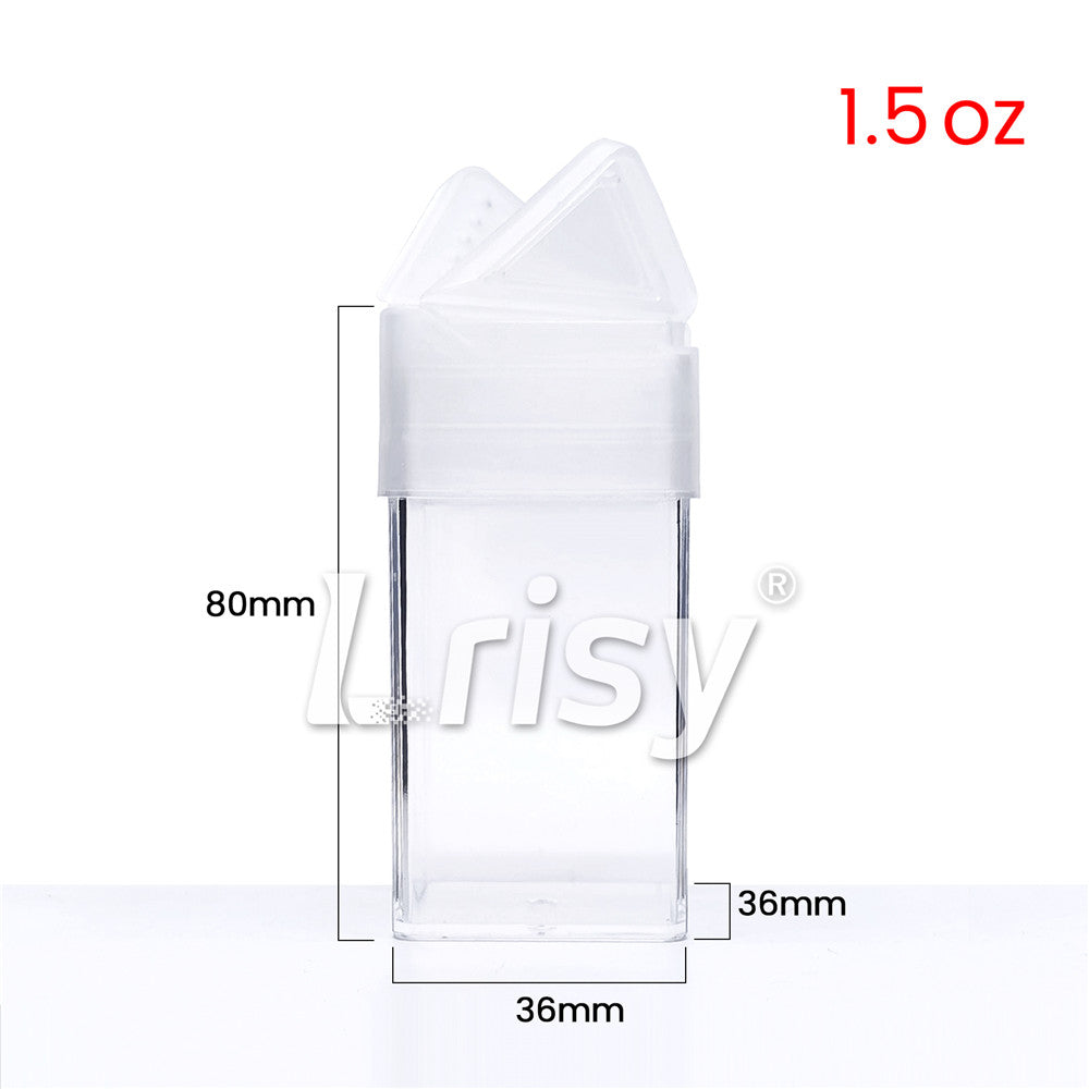 1.5 OZ Pack of 15 Pcs Square Glitter Shaker Jars 36 x 36 x 80mm