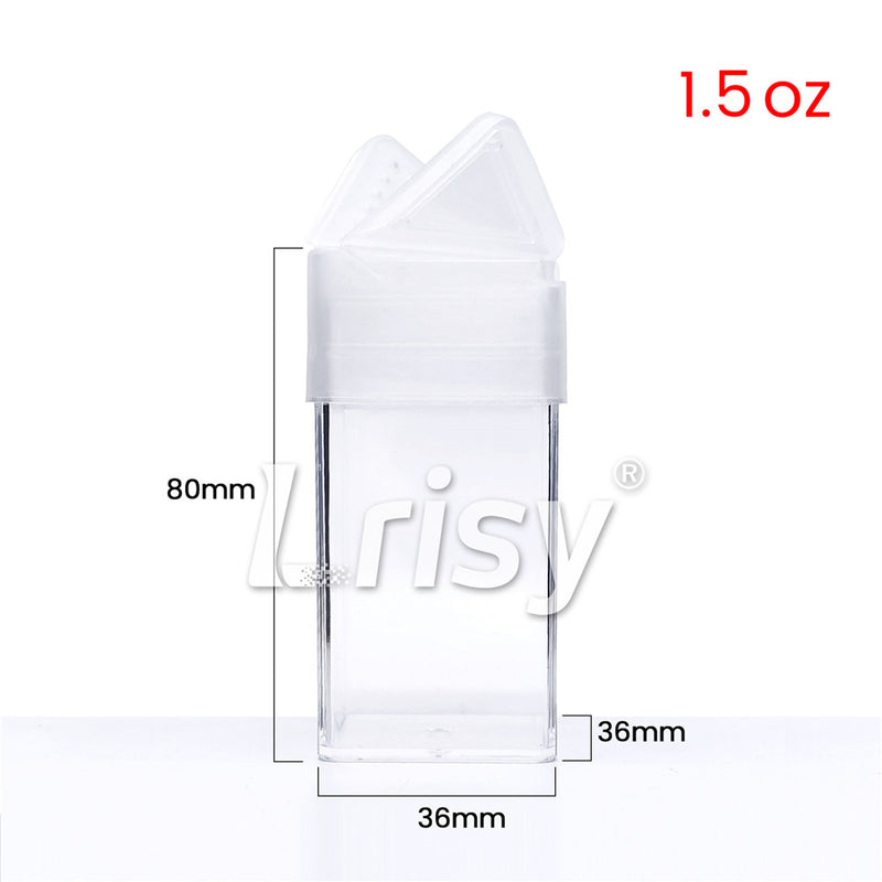 1.5 OZ Pack of 15 Pcs Square Glitter Shaker Jars 36 x 36 x 80mm