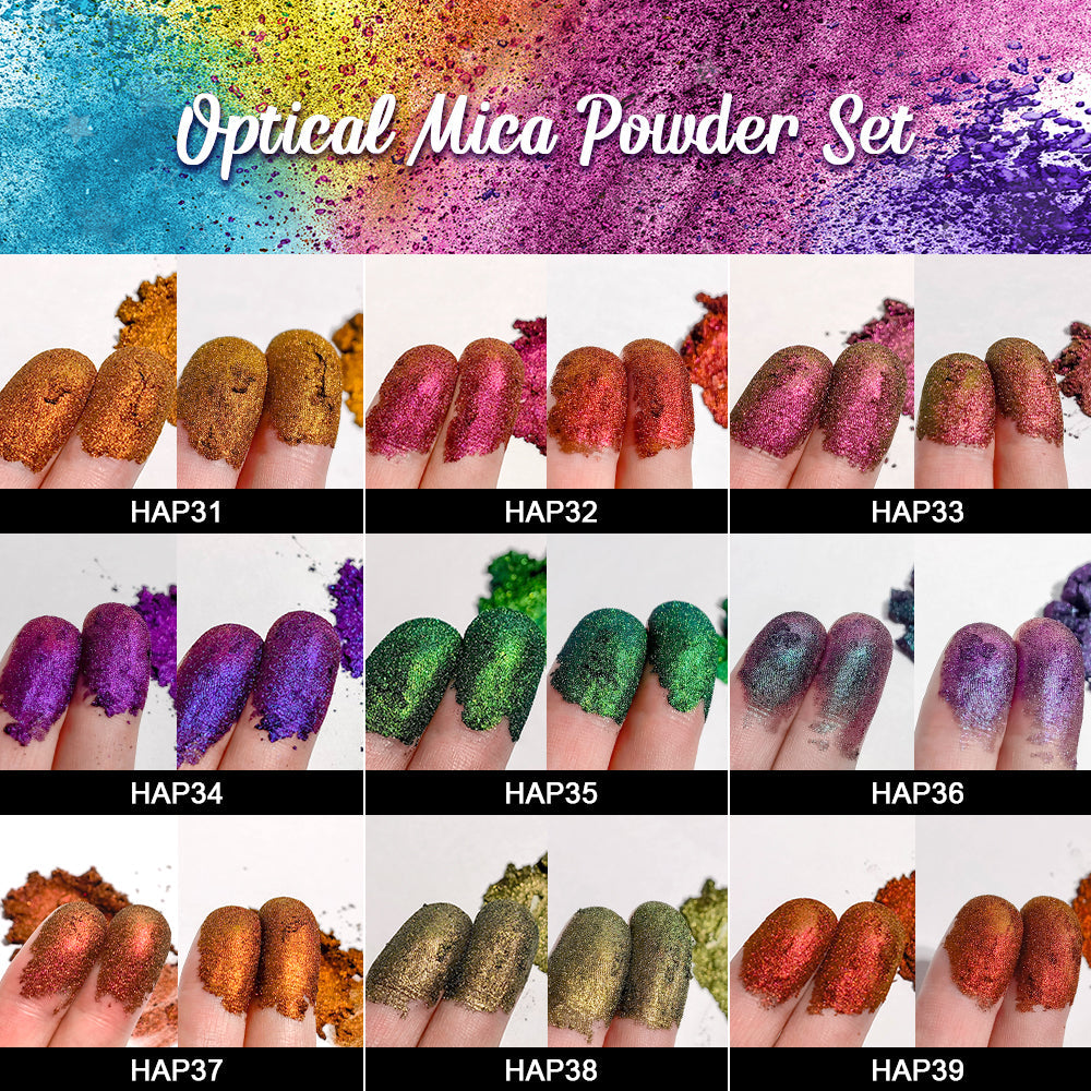 Lrisy Optical Chameleon Powder Color Shift Mica Pigment Glitter Set/Kits 9 Colors