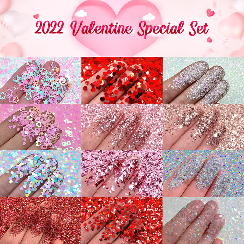 2022 Lrisy Valentine Glitter Special Set 12 Colors (Total 120g)