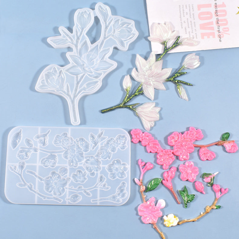 2Pcs Flower Branch Silicone Resin Mold M-YMR-HZ001