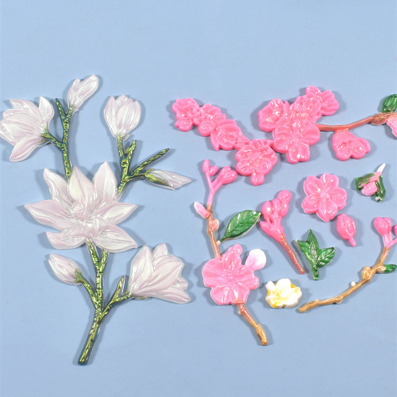 2Pcs Flower Branch Silicone Resin Mold M-YMR-HZ001
