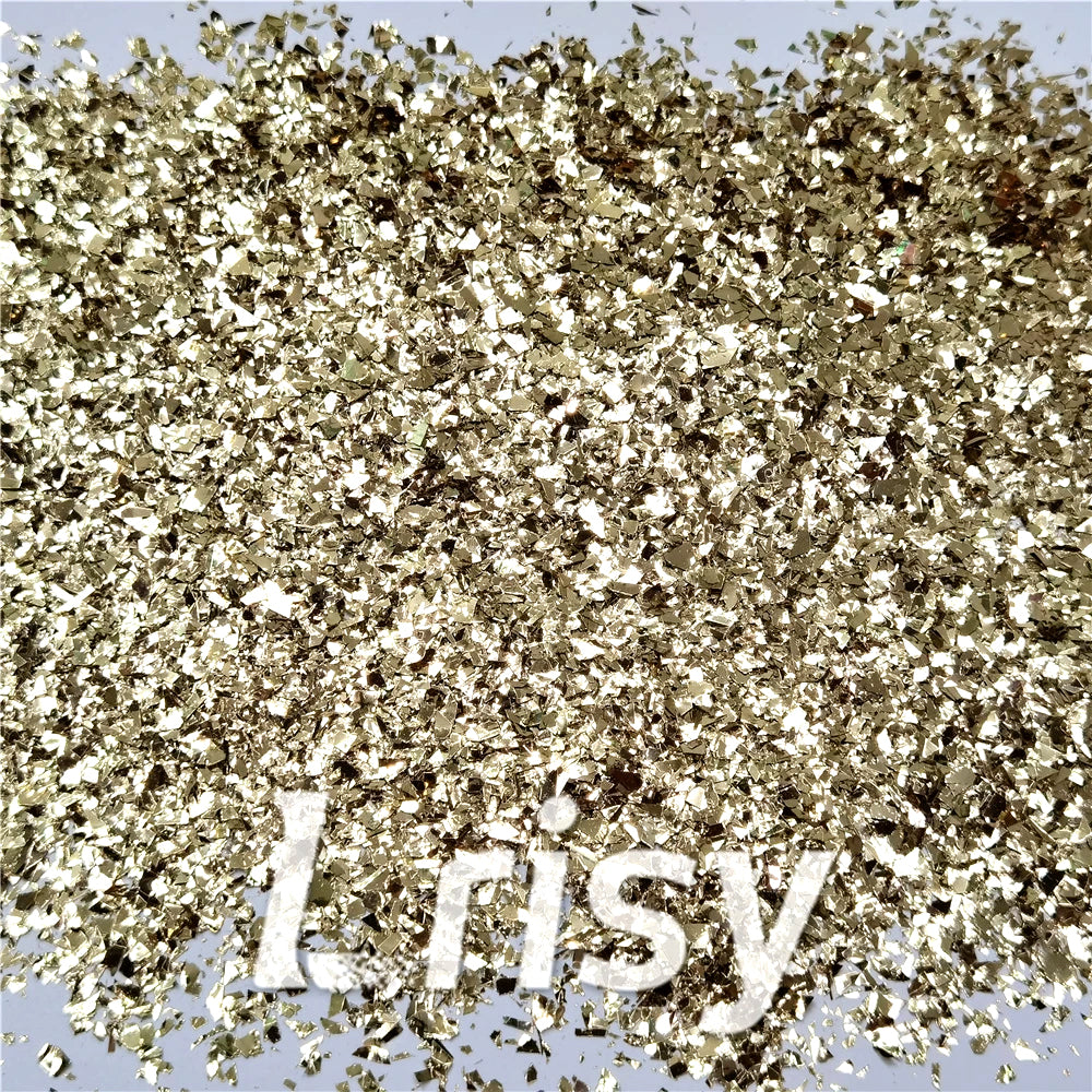 Champagne Gold Cellophane Glitter Flakes Shards B0212 4x4