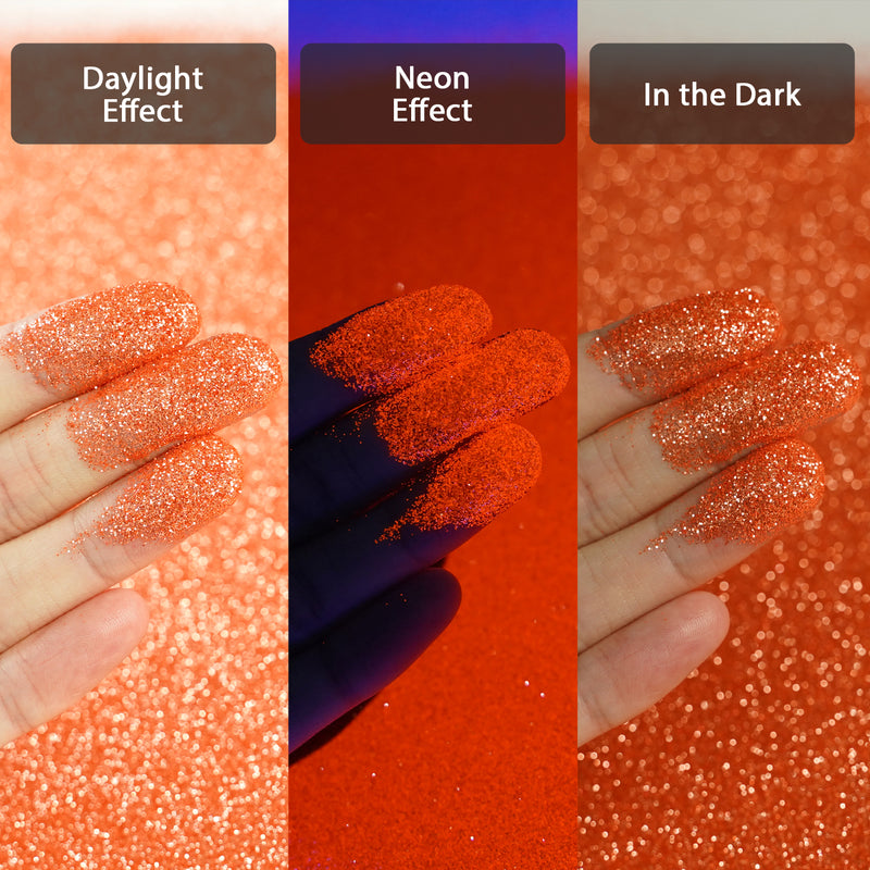 Lrisy Extra Fine Neon Punk Metallic Glitter Powder with Shaker Lid 140g/4.5oz(Punk Orange)