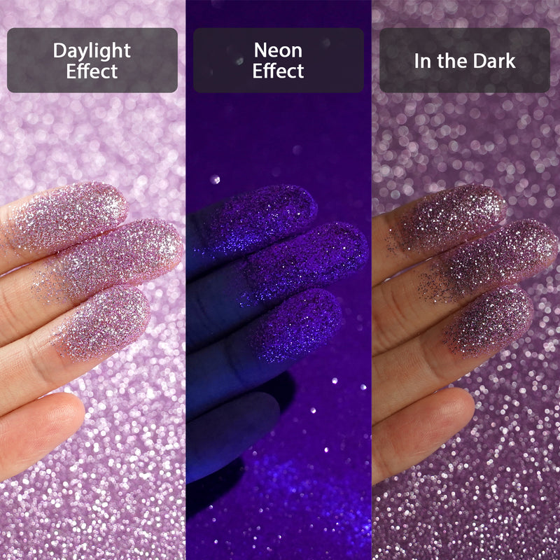 Lrisy Extra Fine Neon Punk Metallic Glitter Powder with Shaker Lid 140g/4.5oz(Punk Light Purple)