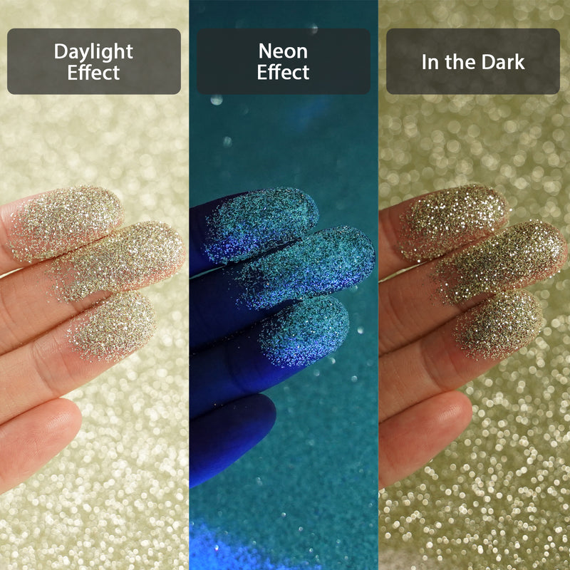 Lrisy Extra Fine Neon Punk Metallic Glitter Powder with Shaker Lid 140g/4.5oz (Punk Champagne Silver)