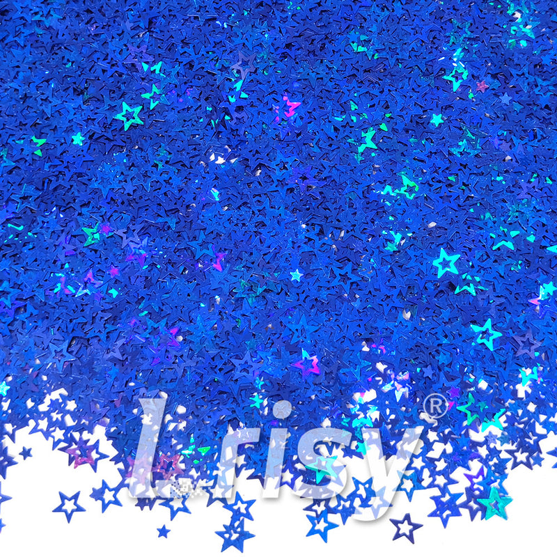 6mm Holographic Sea Blue Hollow Out Star Shaped Glitter LB0705
