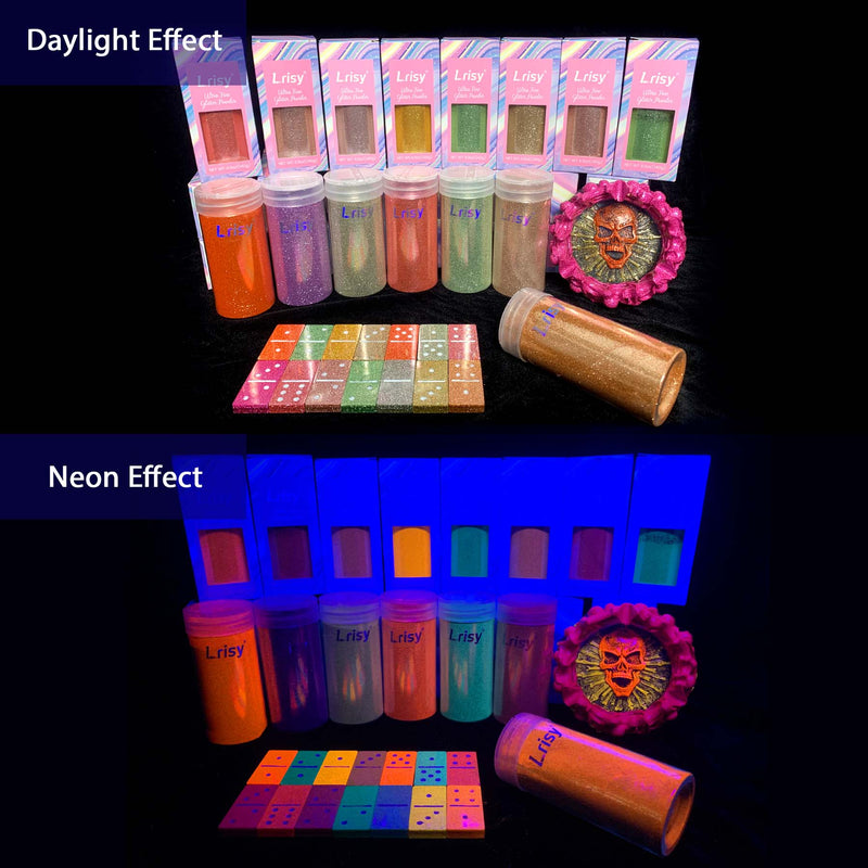 Lrisy 16 Colors Fluorescent Neon Punk Glitter Set/Kits