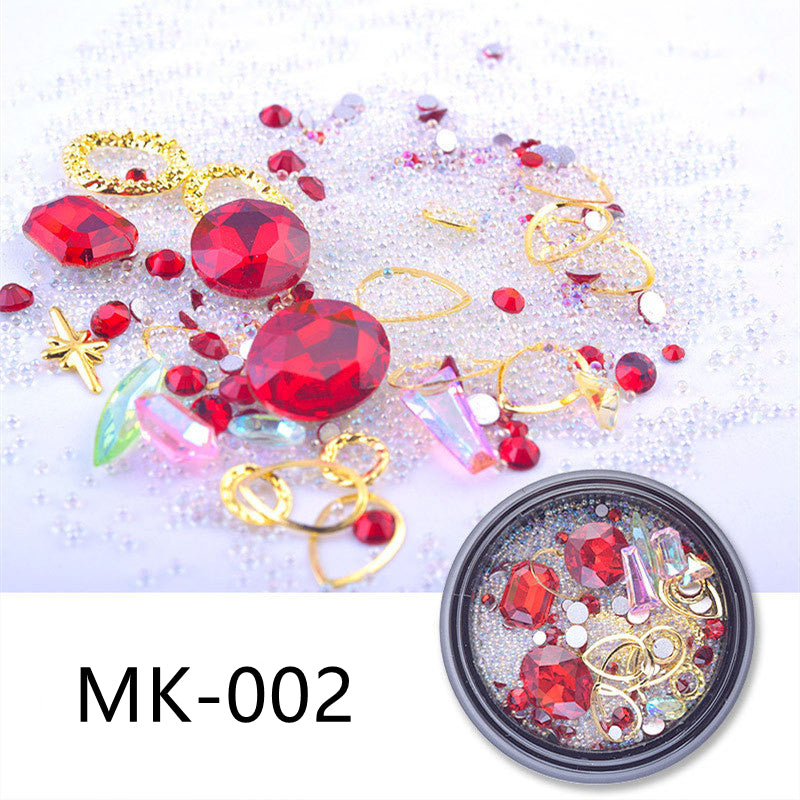 Nail Art Charms Crystal Glass Diamond Fairy Beads Metal Jewels Special Mix MK-002