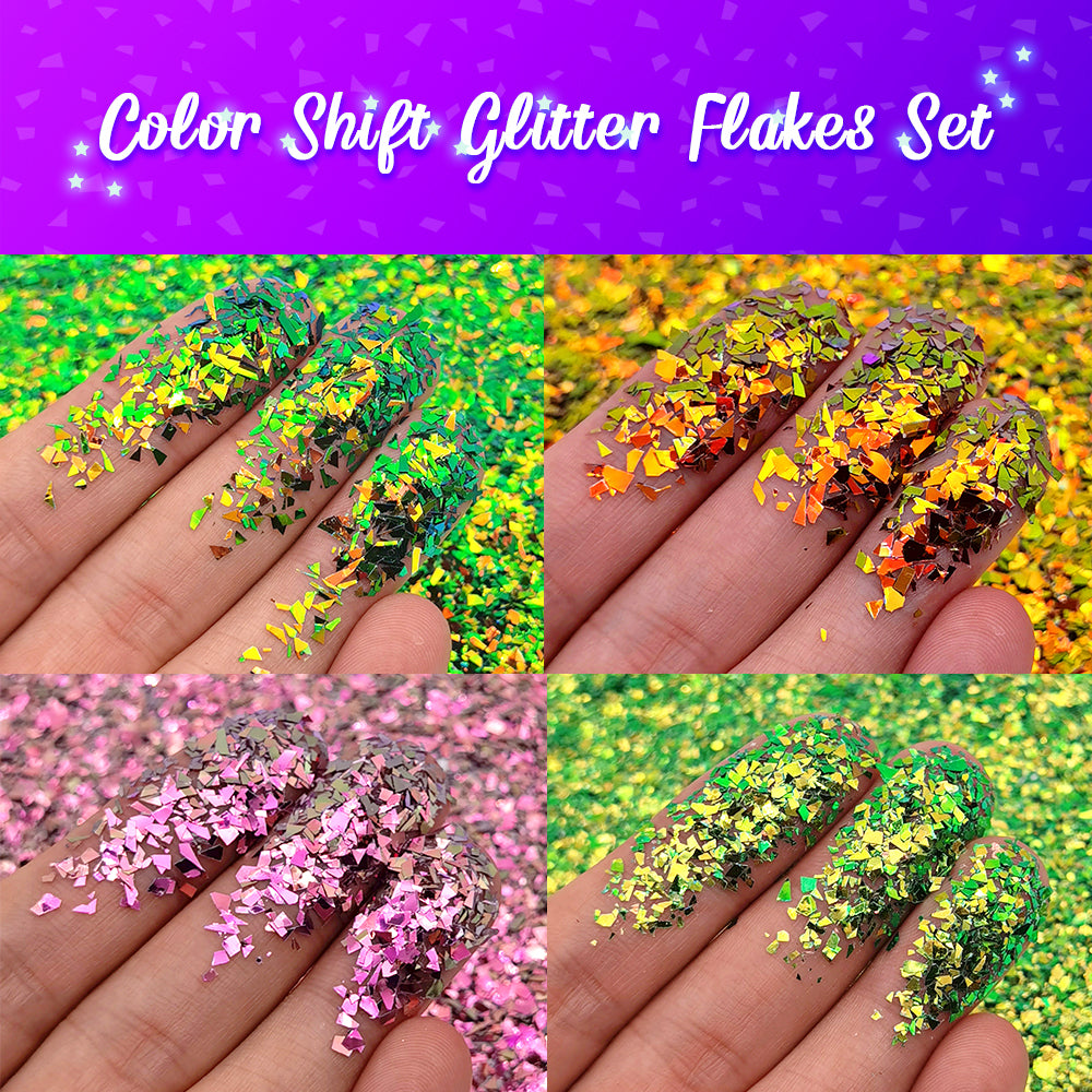 Lrisy Phantom Color Shift Chameleon Glitter Shards (Flakes) Set/Kits 12 Colors (Total 120g)