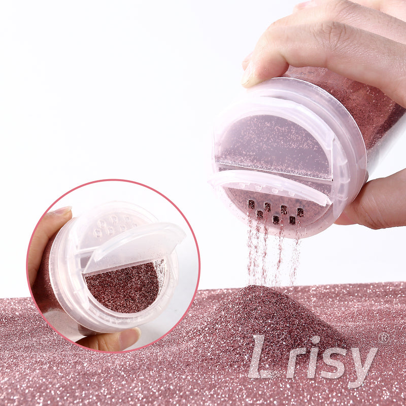 Lrisy Extra Fine Powder Metallic Glitter 140g/4.5oz with Shaker Lid(Extra Thin Rose Gold/B0230)