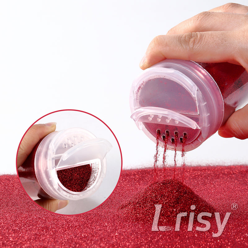 Lrisy Extra Fine Powder Metallic Glitter 140g/4.5oz with Shaker Lid(Extra Wine Red/B0308)