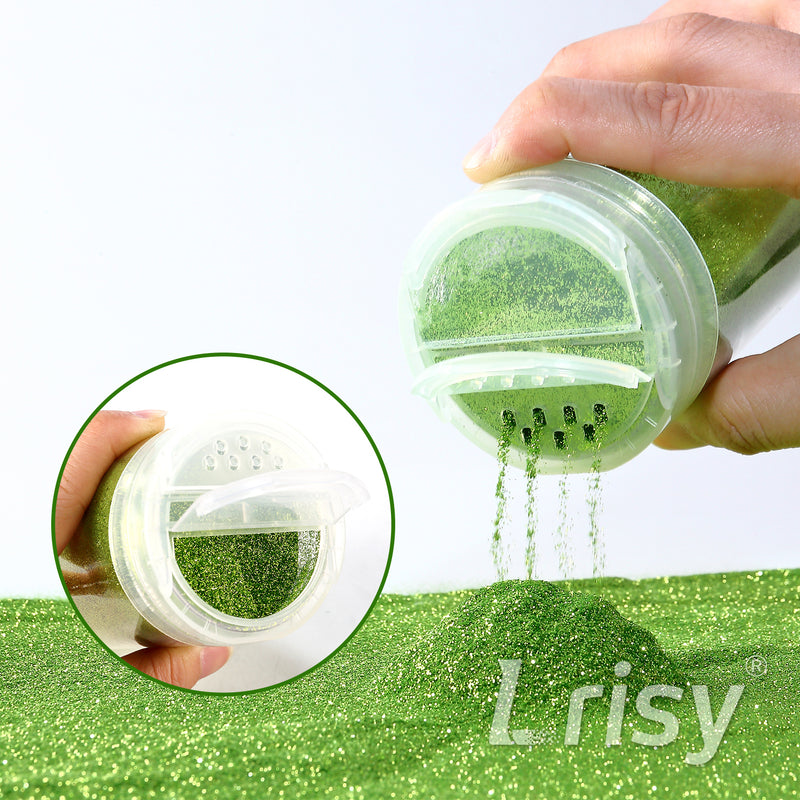 Lrisy Extra Fine Powder Metallic Glitter 140g/4.5oz with Shaker Lid(Extra Thin Leaf Green/B0617)
