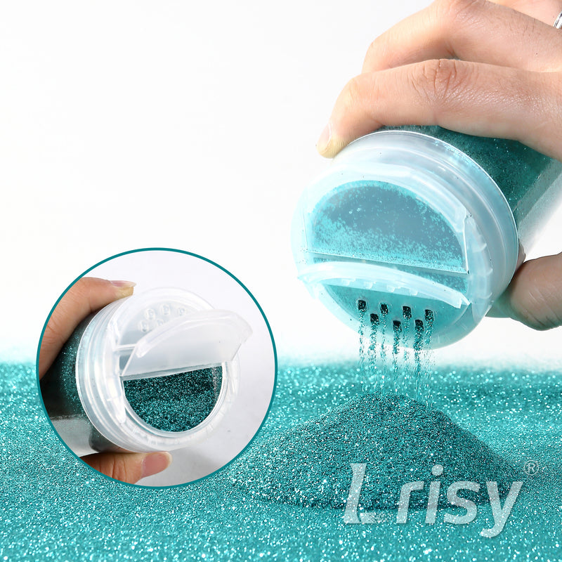 Lrisy Extra Fine Powder Metallic Glitter 140g/4.5oz with Shaker Lid(Extra Thin Teal Green/B0702)