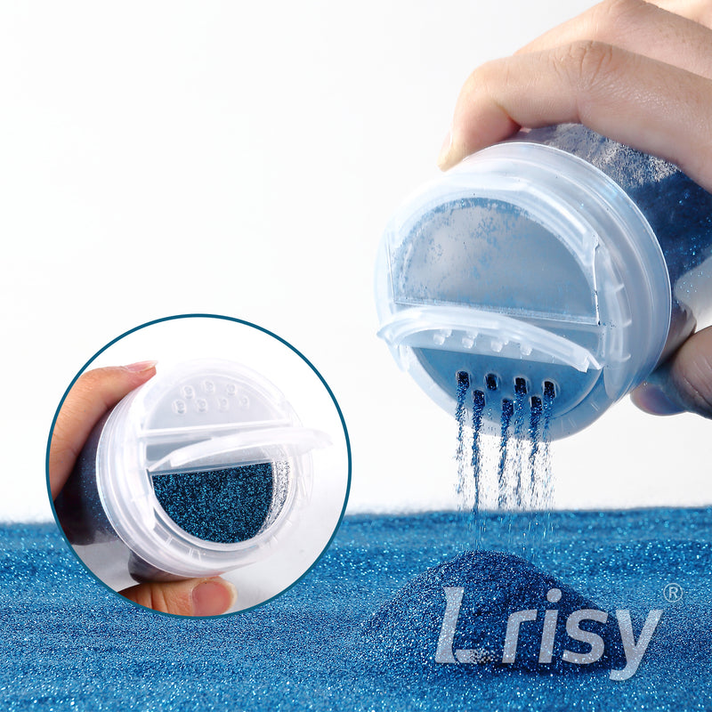 Lrisy Extra Fine Powder Metallic Glitter 140g/4.5oz with Shaker Lid(Extra Thin Sapphire Blue/B0705)