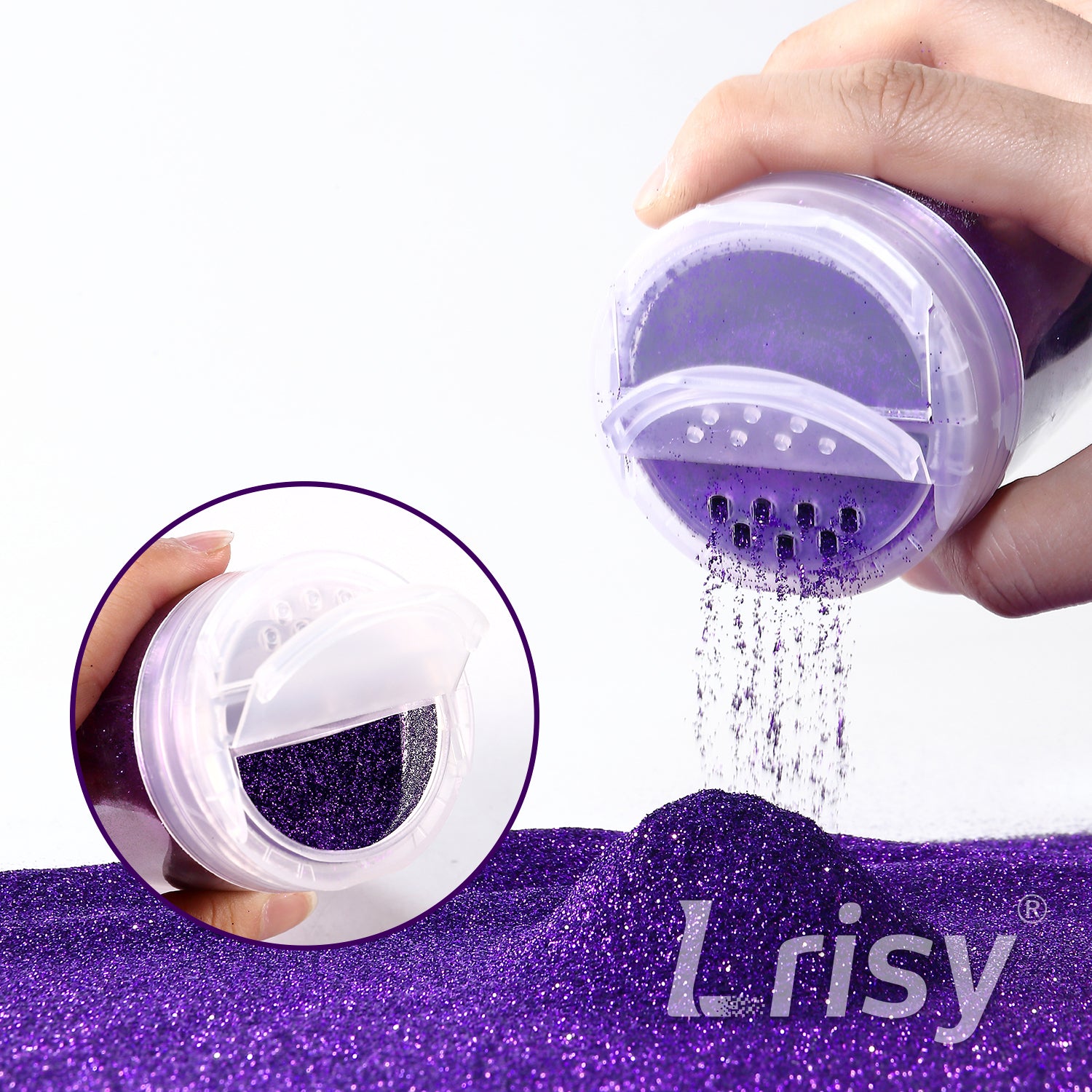 Lrisy Extra Fine Powder Metallic Glitter 140g/4.5oz with Shaker Lid(Extra Thin Dark Purple/B0808)