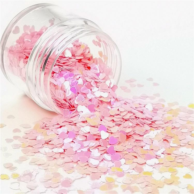 3mm Heart Shapes Rose Pink Glitter C018R