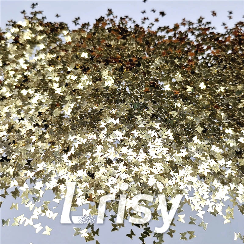 3mm Butterfly Shaped Champagne Gold Glitter B0212