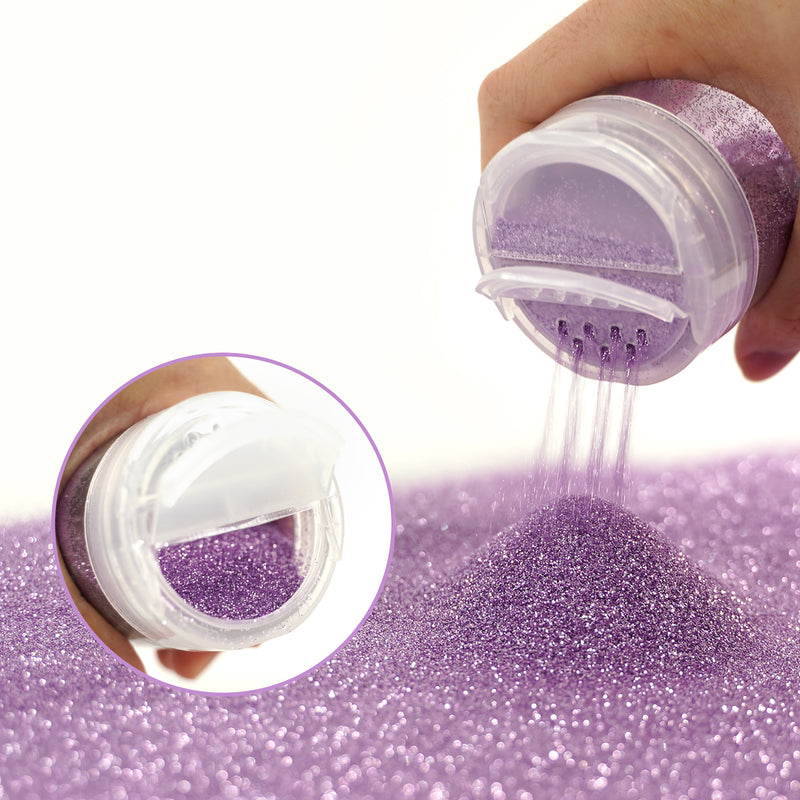Lrisy Extra Fine Neon Punk Metallic Glitter Powder with Shaker Lid 140g/4.5oz(Punk Light Purple)