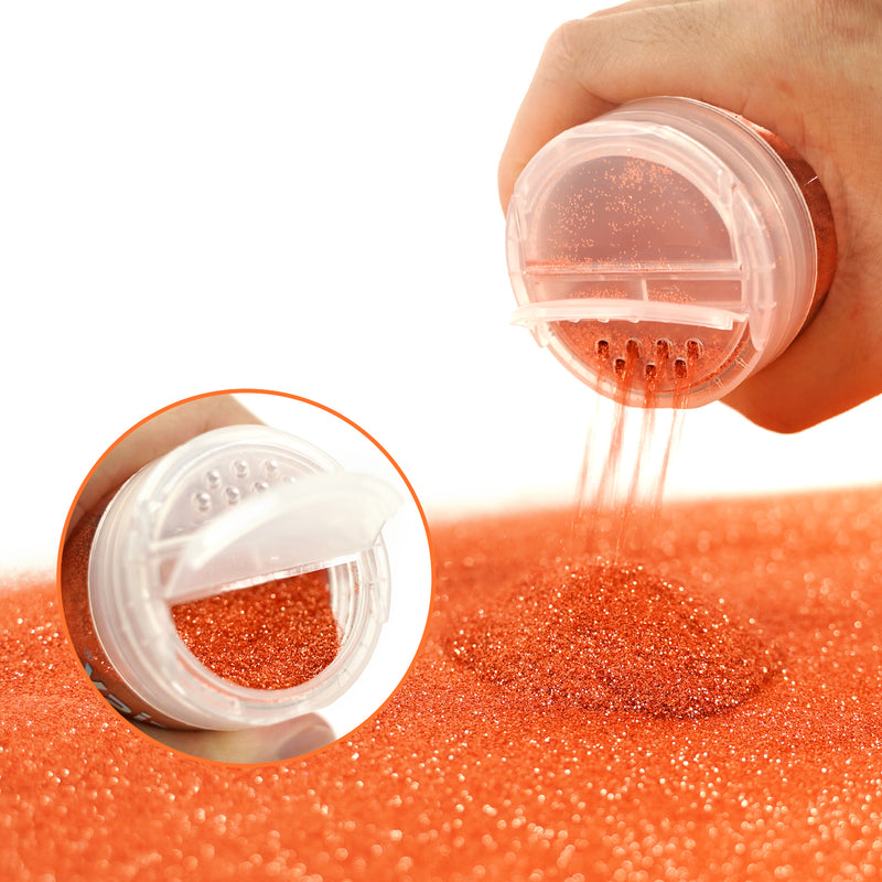 Lrisy Extra Fine Neon Punk Metallic Glitter Powder with Shaker Lid 140g/4.5oz(Punk Orange)