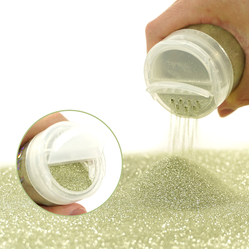 Lrisy Extra Fine Neon Punk Metallic Glitter Powder with Shaker Lid 140g/4.5oz (Punk Champagne Silver)